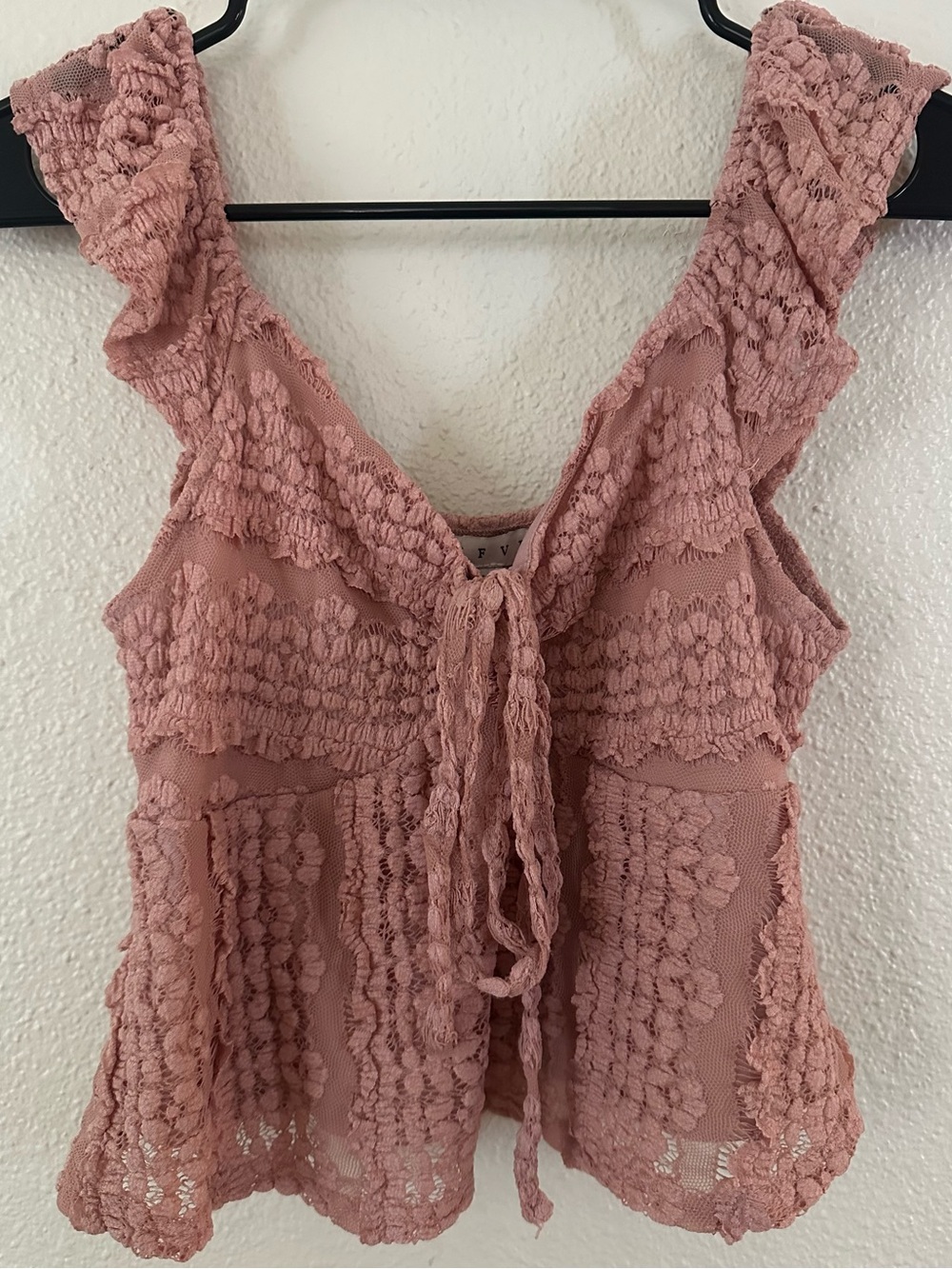 HYFVE Dusty Rose Lace Tie-Front Camisole